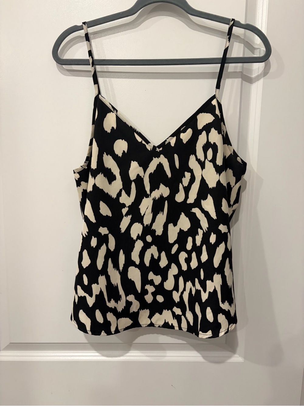 Black and Cream Animal-Print Spaghetti Strap Cami